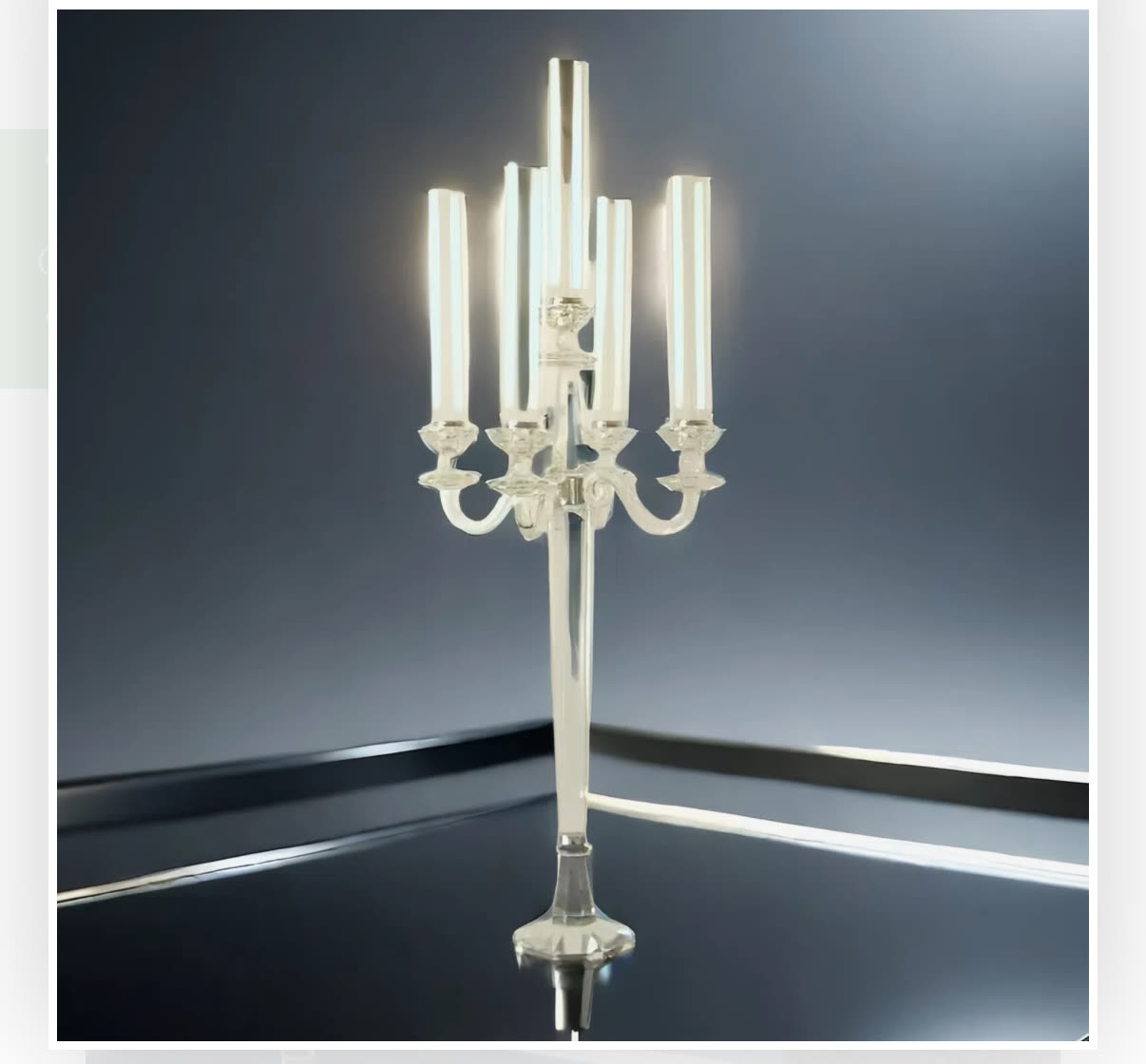 Crystal Candelabra Hurricane in a styled event setting