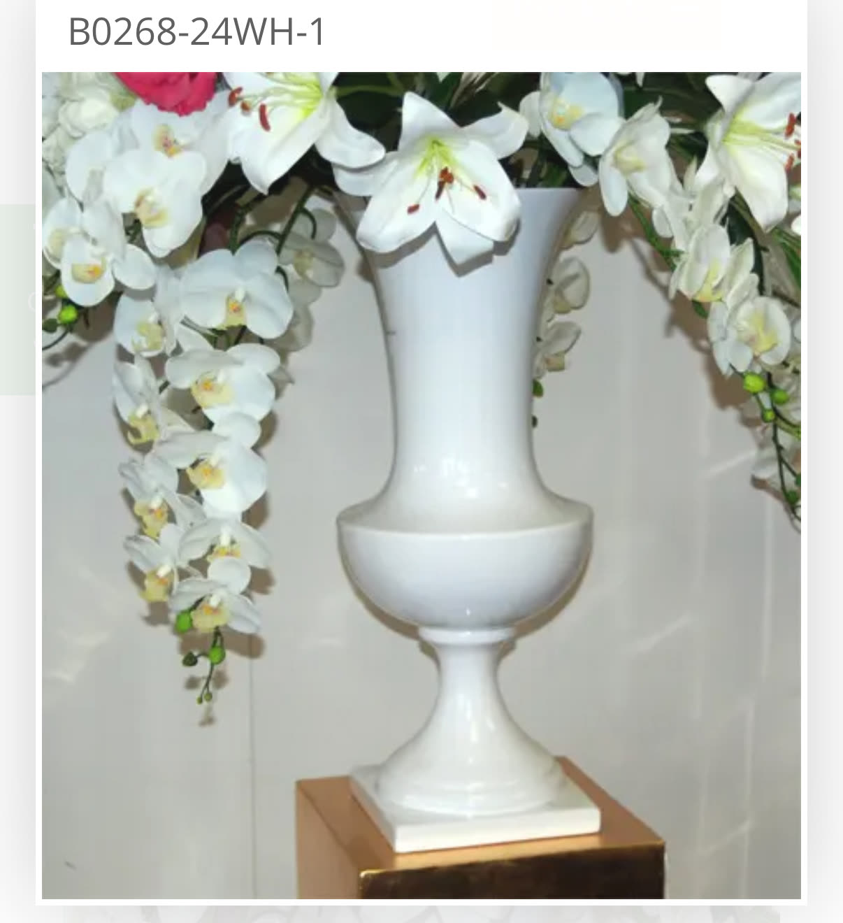 White Trumpet Vase 25" in a styled event setting