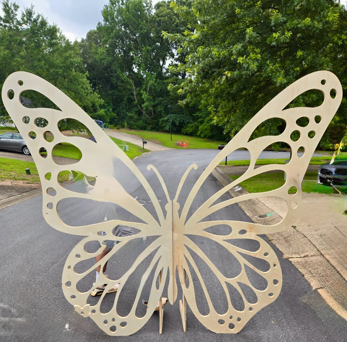 White Butterfly with Kick Stand in a styled event setting