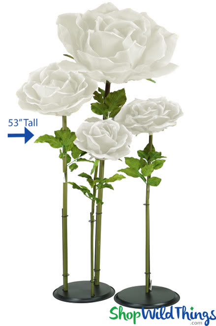 Oversized Silk Rose, White 53" in a styled event setting