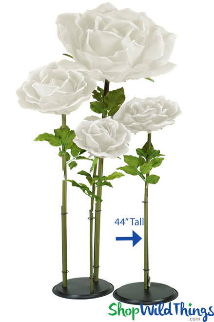 Oversized Silk Rose, White 44" in a styled event setting
